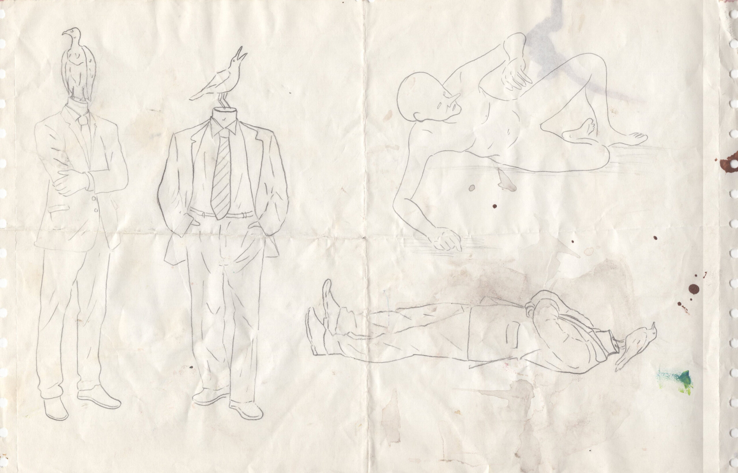 Estudios para murales, 2013-2017, Dibujo sobre distintos papeles. Medidas variables.