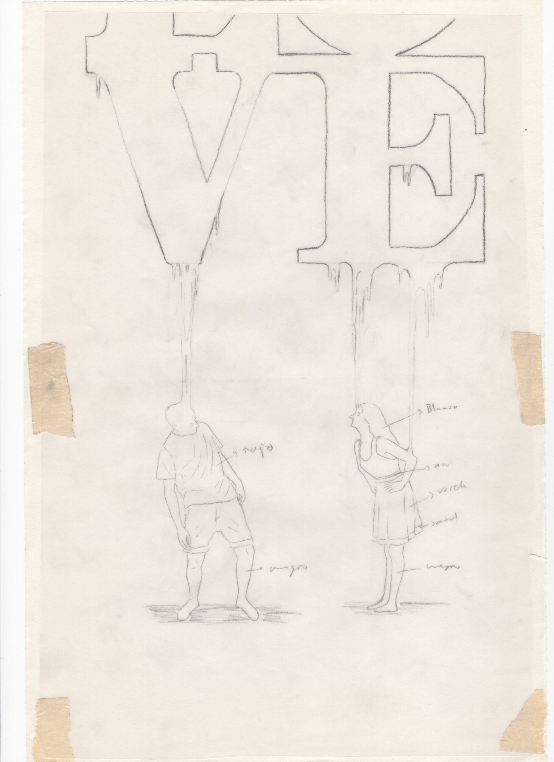Estudios para murales, 2013-2017, Dibujo sobre distintos papeles. Medidas variables.