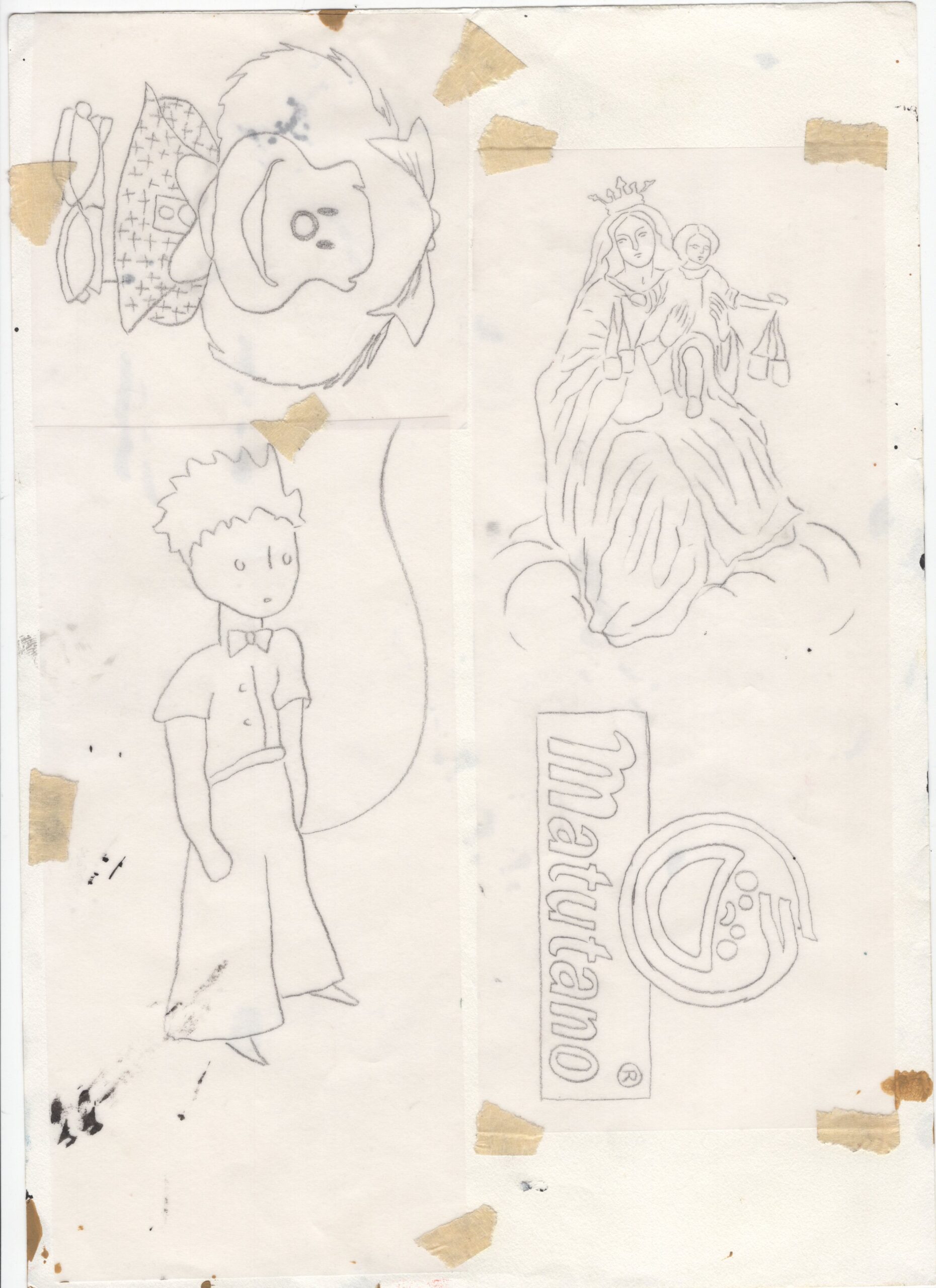 Estudios para murales, 2013-2017, Dibujo sobre distintos papeles. Medidas variables.