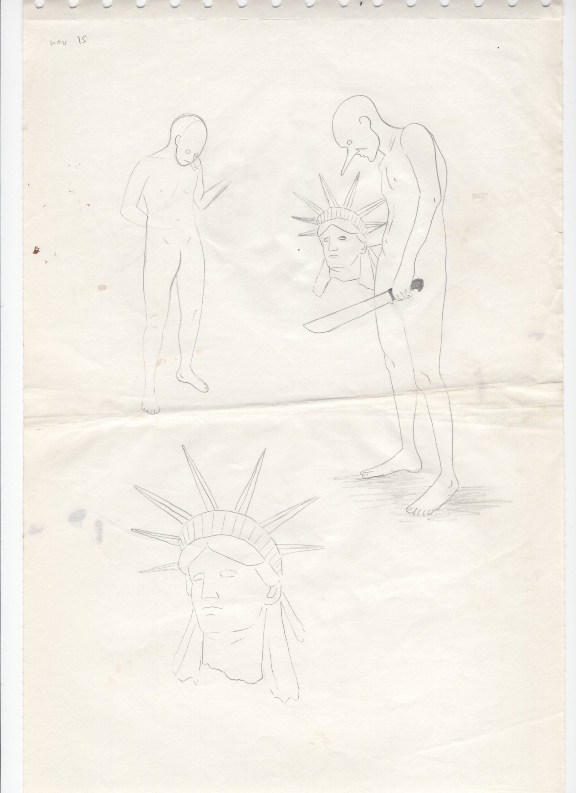 Estudios para murales, 2013-2017, Dibujo sobre distintos papeles. Medidas variables.
