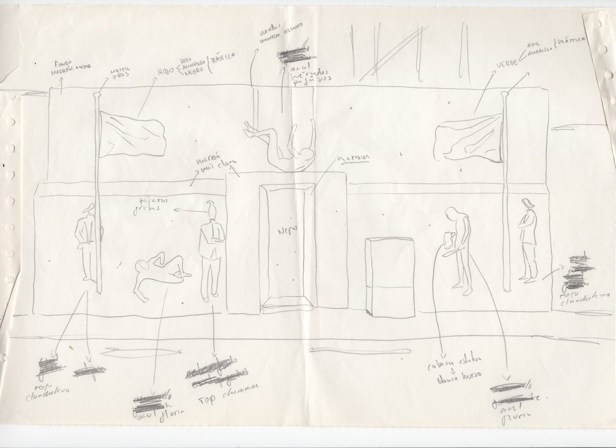 Estudios para murales, 2013-2017, Dibujo sobre distintos papeles. Medidas variables.