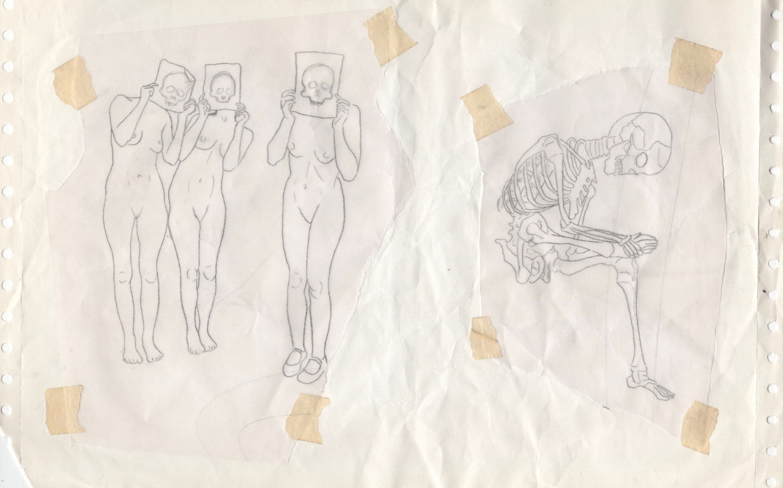 Estudios para murales, 2013-2017, Dibujo sobre distintos papeles. Medidas variables.