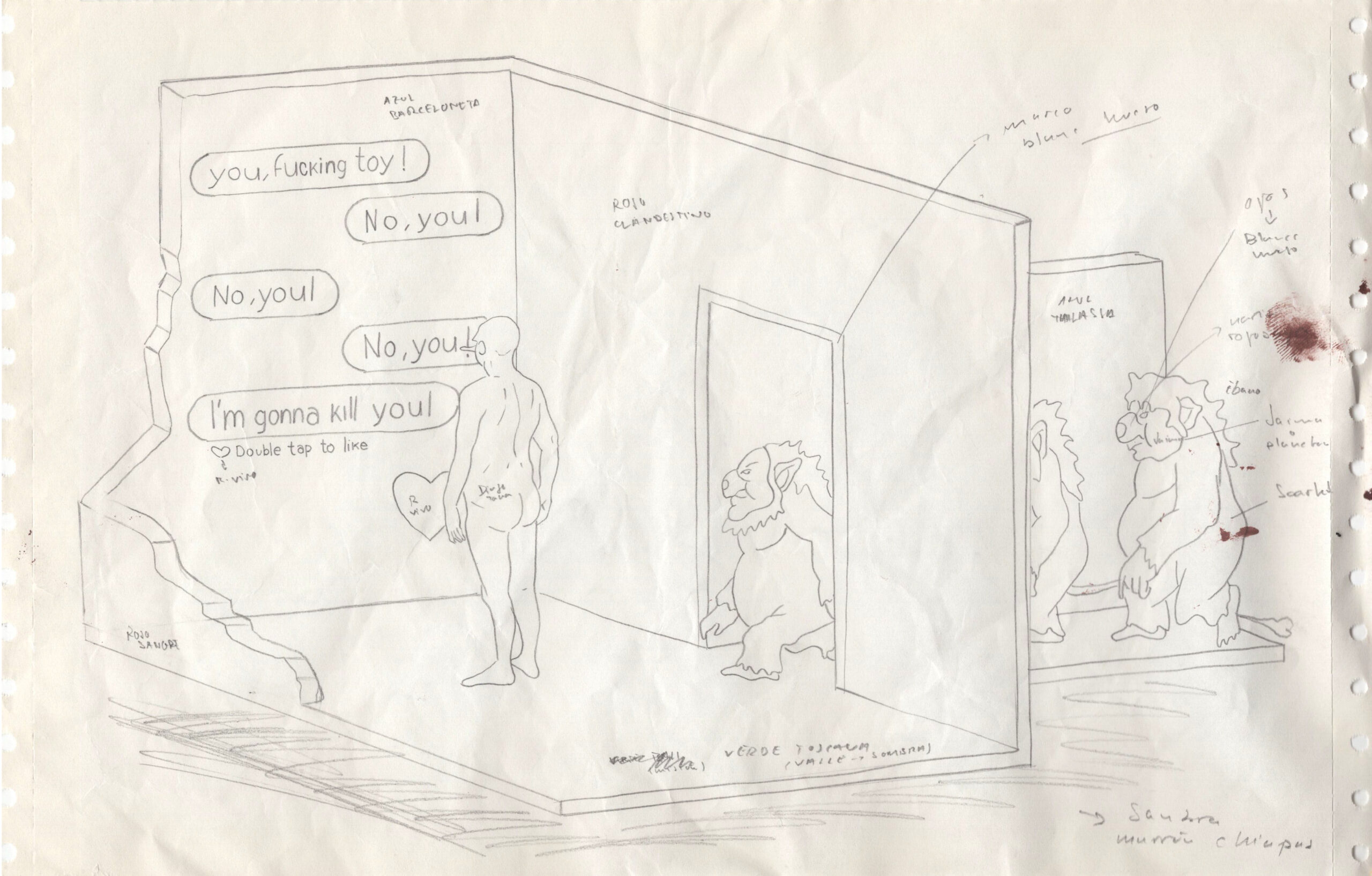 Estudios para murales, 2013-2017, Dibujo sobre distintos papeles. Medidas variables.