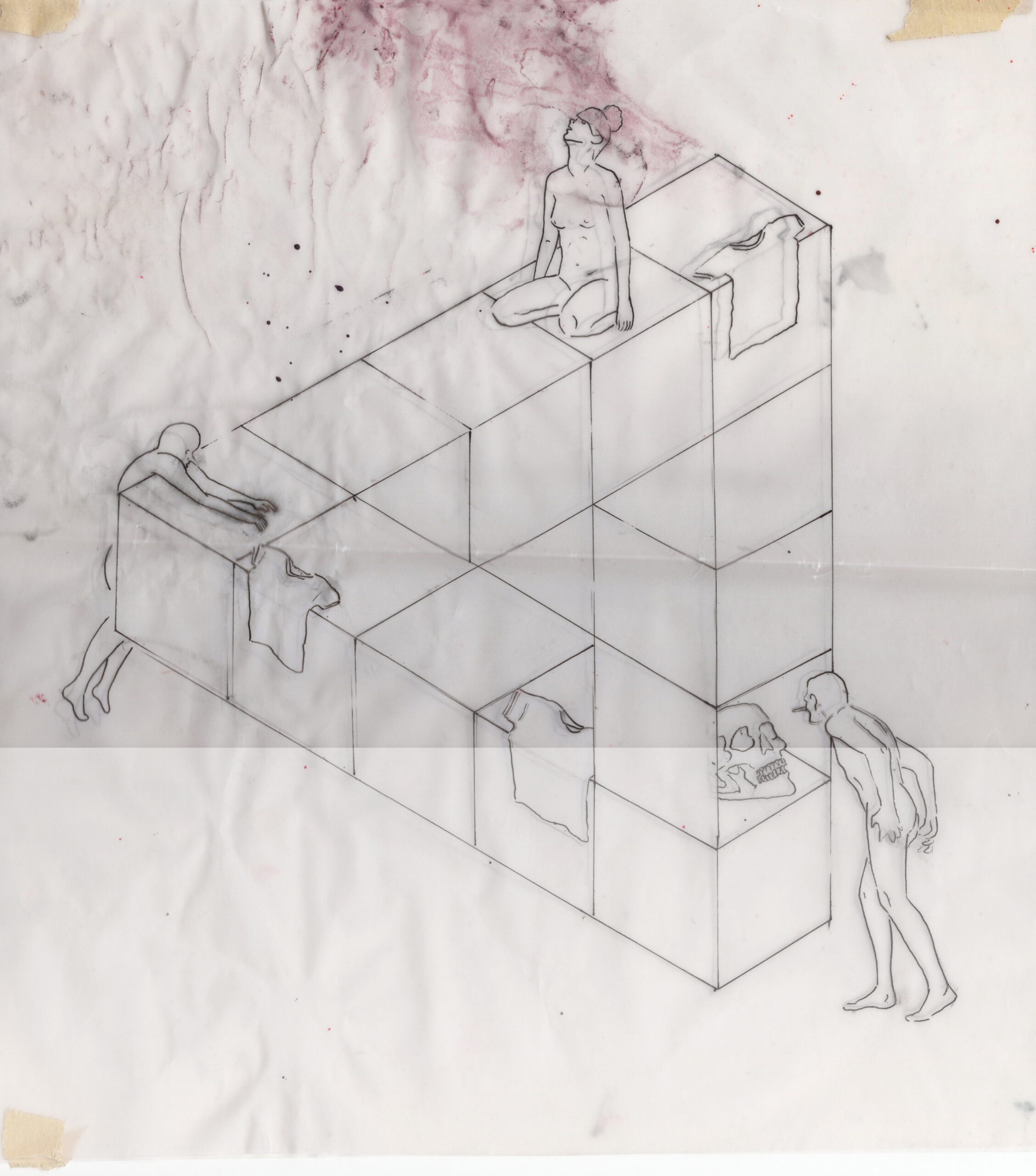 Estudios para murales, 2013-2017, Dibujo sobre distintos papeles. Medidas variables.