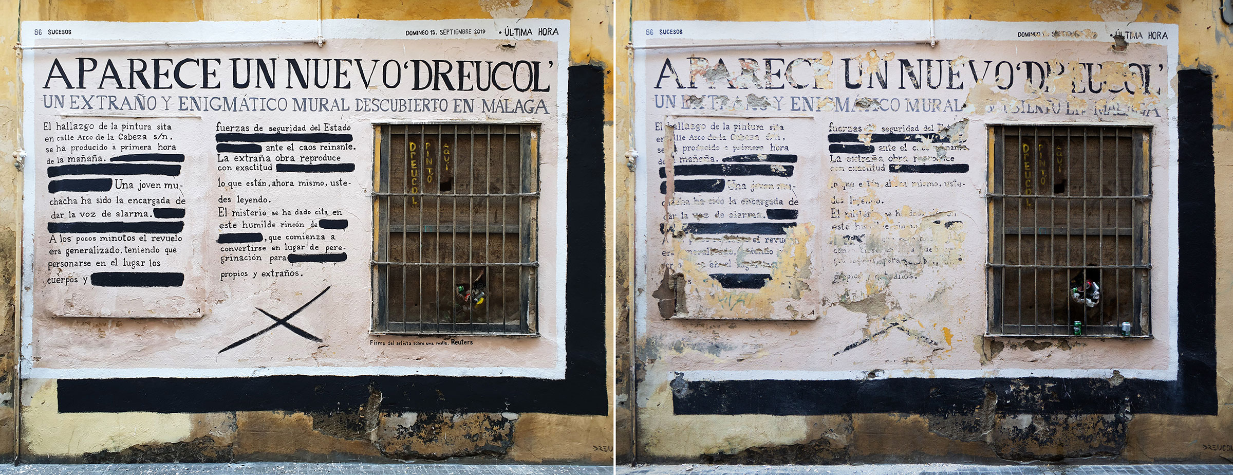 Conservación y destrucción, 2021-2024, Restos de pintura recogidos y envasados. Málaga, 2021
