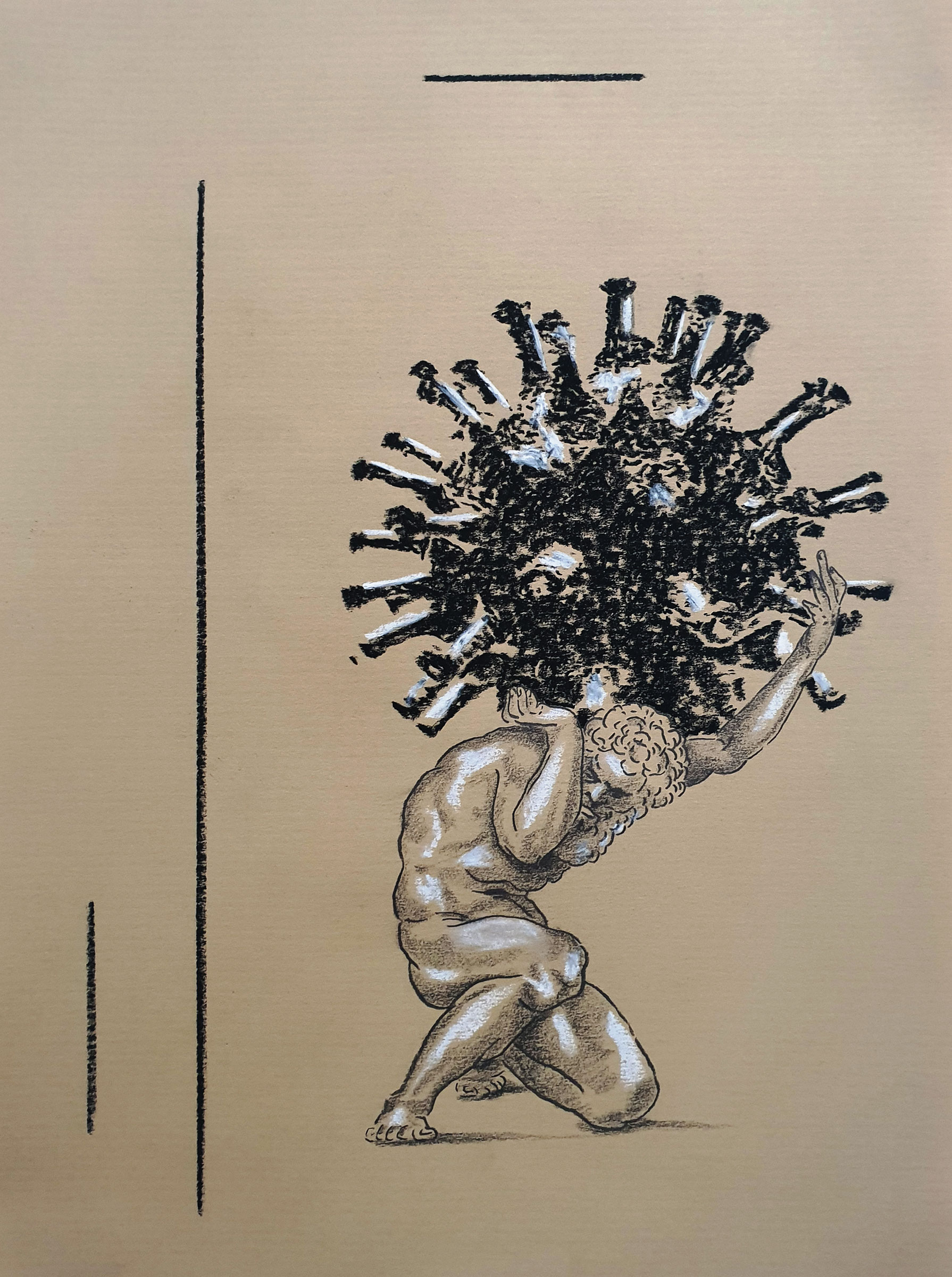 Confinamiento, 2018-2020, Dibujo sobre papel. Medidas variables. 2020