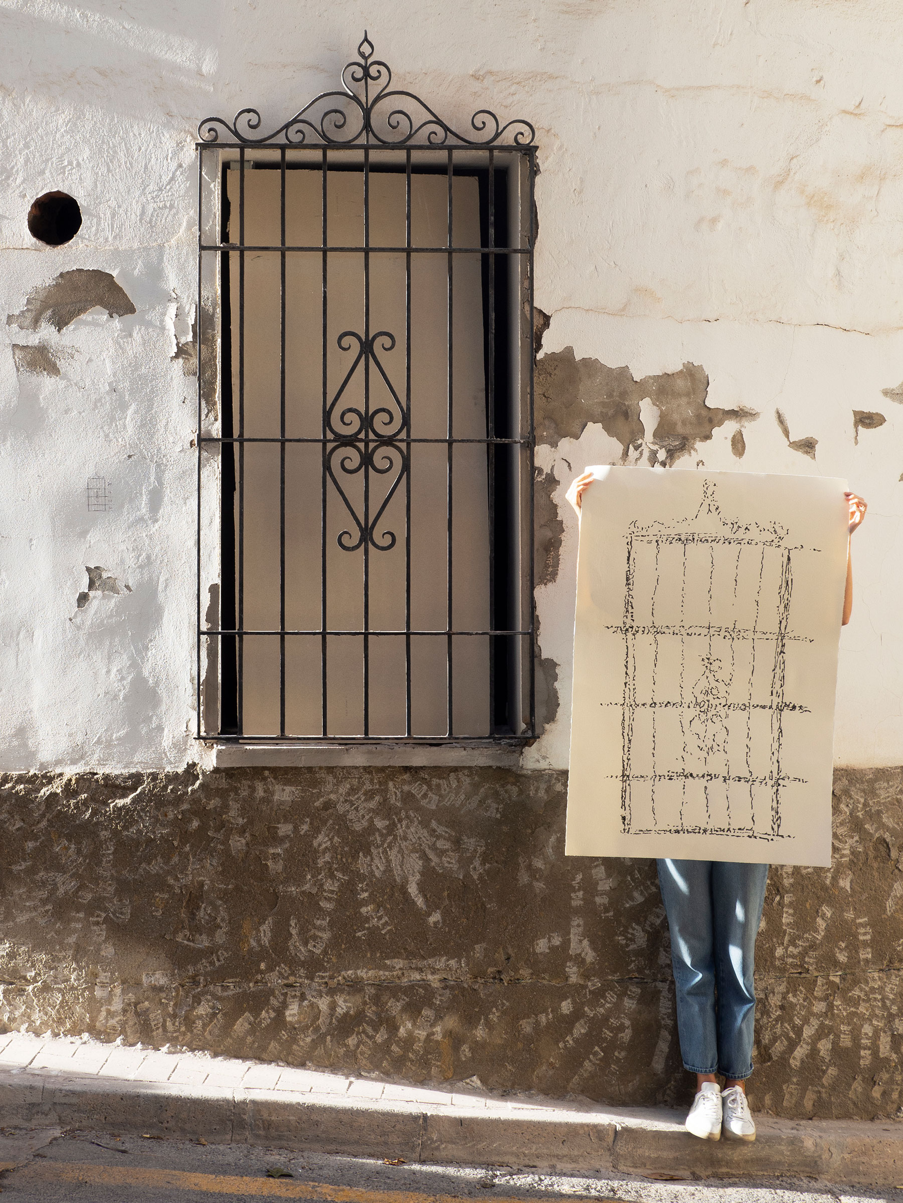 Abrir una ventana, 2021-2024, Dibujo sobre papel y documentación fotográfica. Málaga, 2021