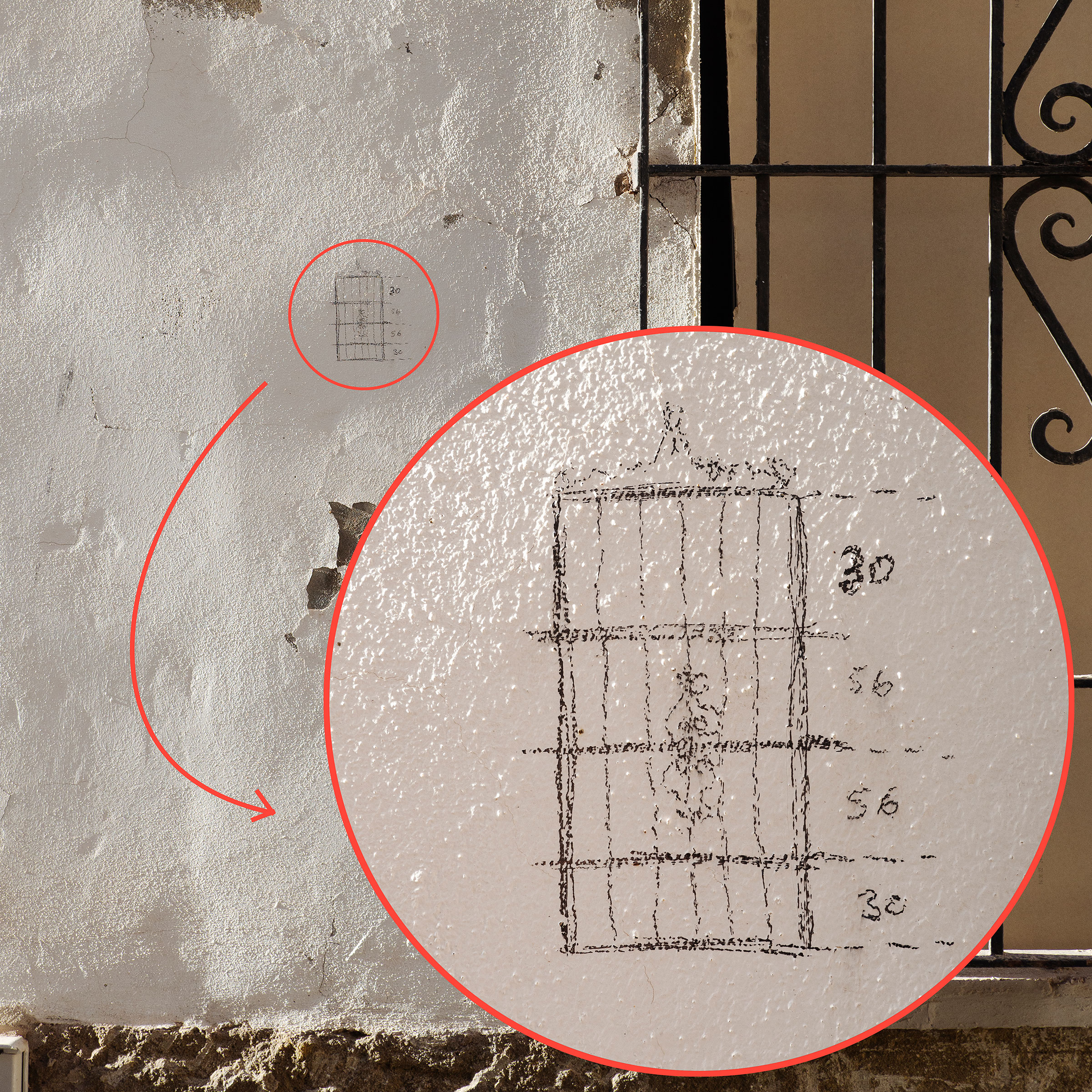 Abrir una ventana, 2021-2024, Dibujo sobre papel y documentación fotográfica. Málaga, 2021